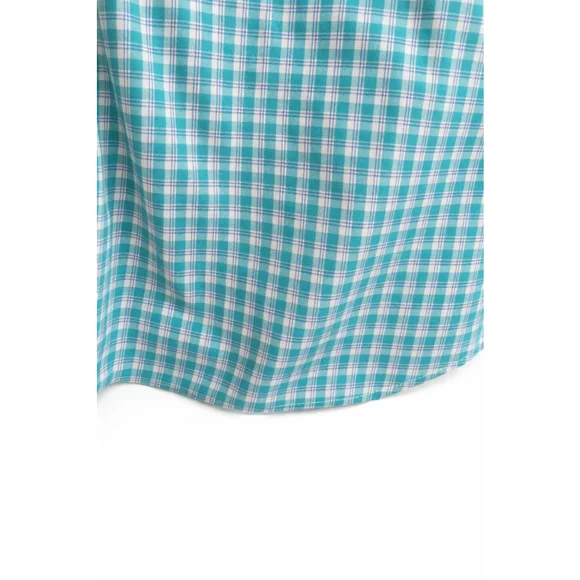 Chaps Men’s XXL Short Sleeve Button Down Shirt Blue Green Check Cotton Blend 2XL - Picture 4 of 6